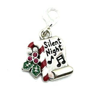 Brighton Silent Night Holly Candy Cane Sign Merry Christmas Music Clip Charm